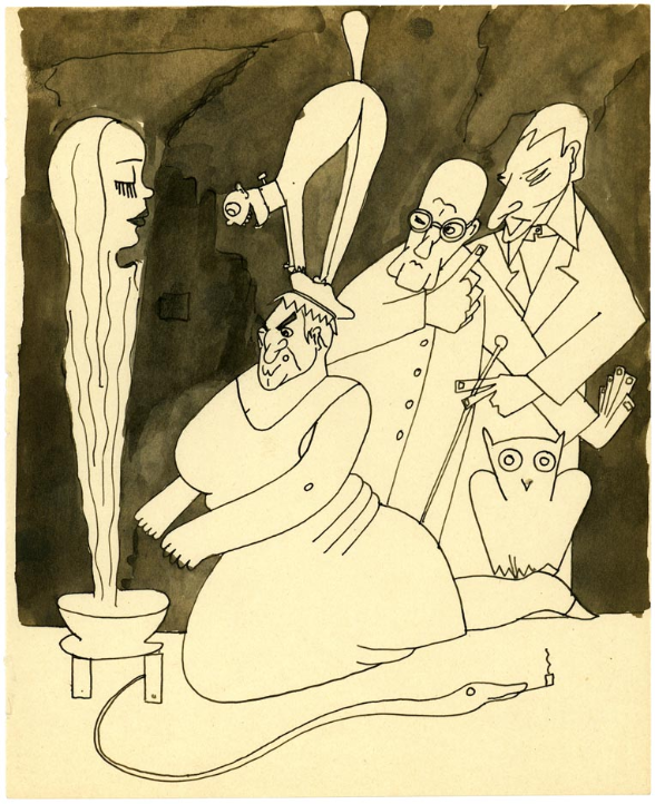 F. Dürrenmatt, Illustration zu Faust I, Hexenküche, um 1940