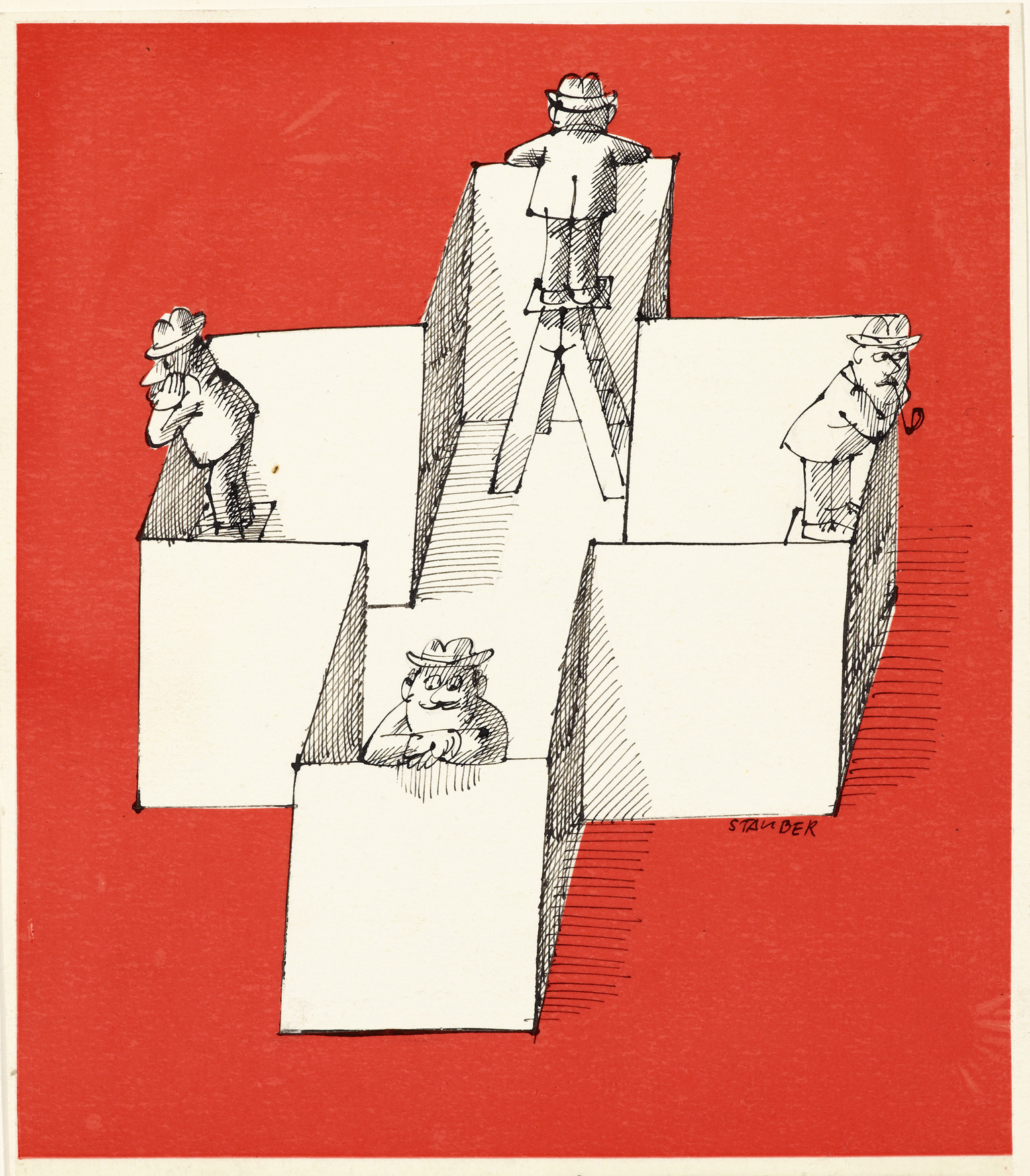 Jules Stauber, Ohne Titel, Federzeichnung, o.D. © Centre Dürrenmatt / P.T.