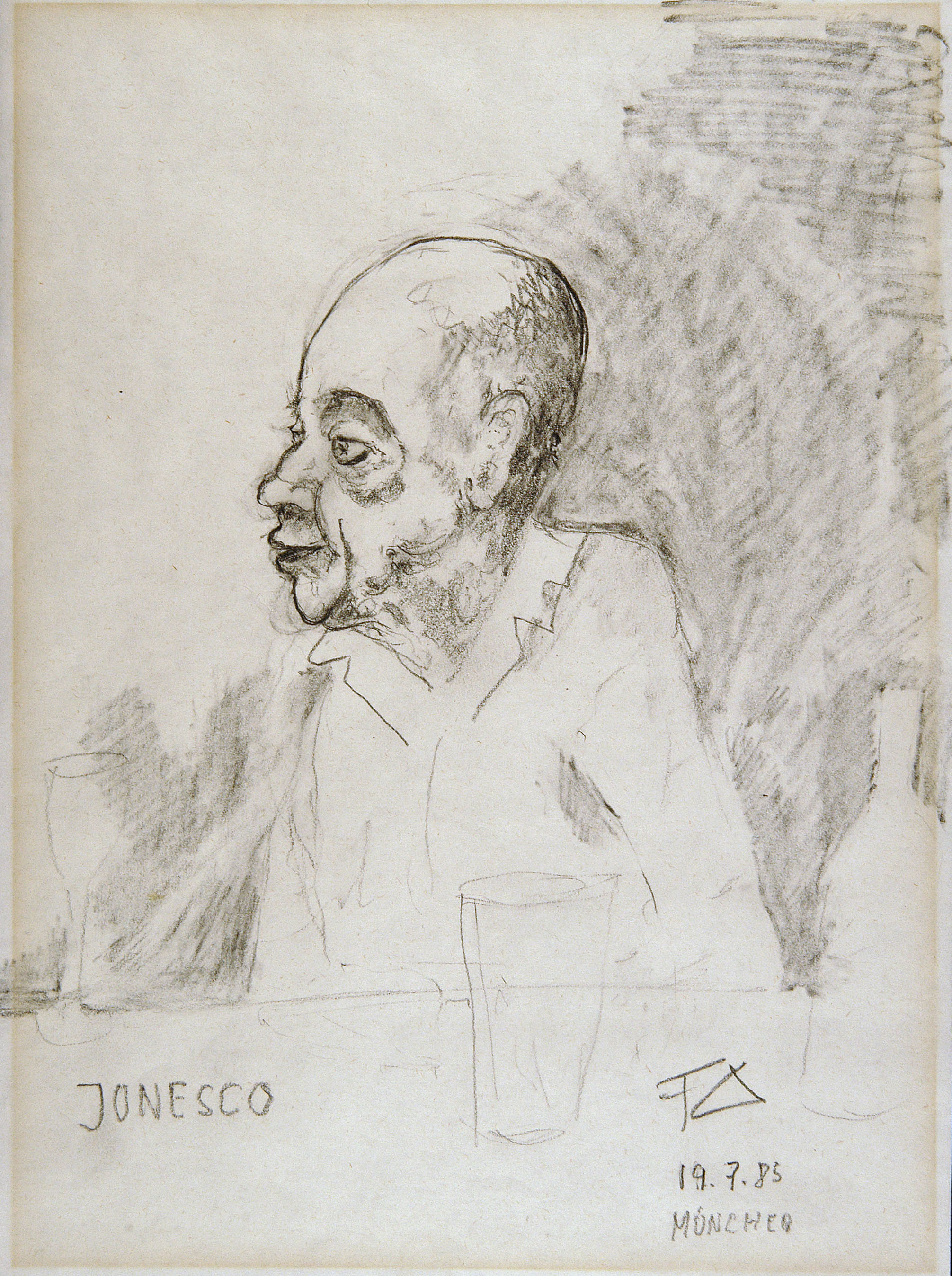 Friedrich Dürrenmatt, Portrait d’Eugène Ionesco, 1985, Crayon sur papier, collection CDN