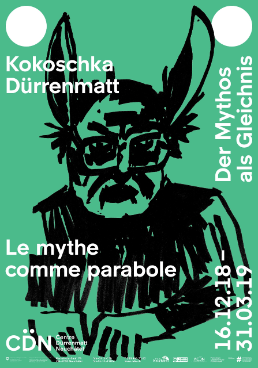 Gestaltung : onlab.ch. Bild : Friedrich Dürrenmatt, F.D. verwandelt sich in Midas-Green V, 1984, Filzstift auf Papier, 29,7 x 21 cm, CDN