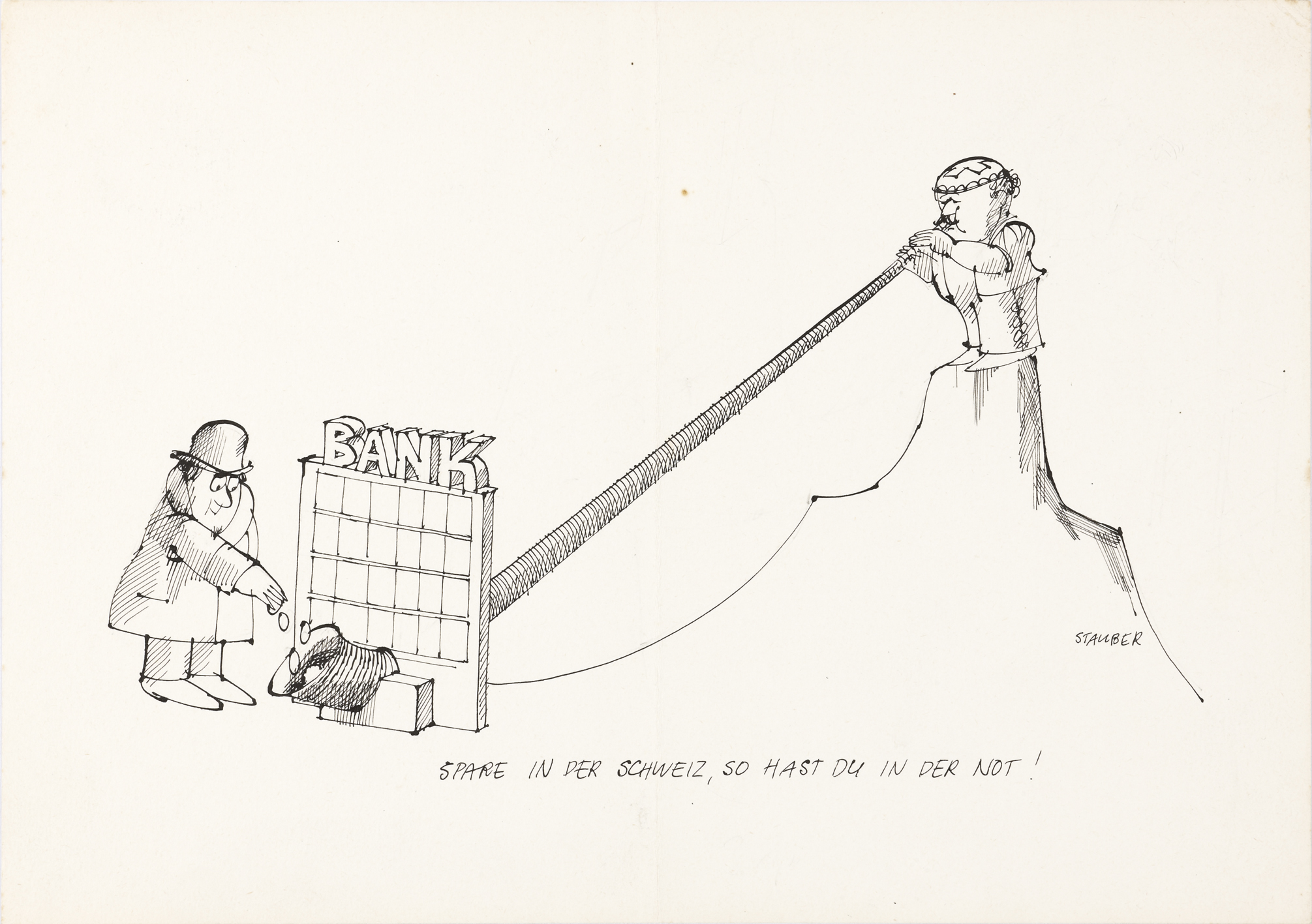 Jules Stauber, sans titre, encre de Chine sur papier, s.d. © Centre Dürrenmatt / P.T.